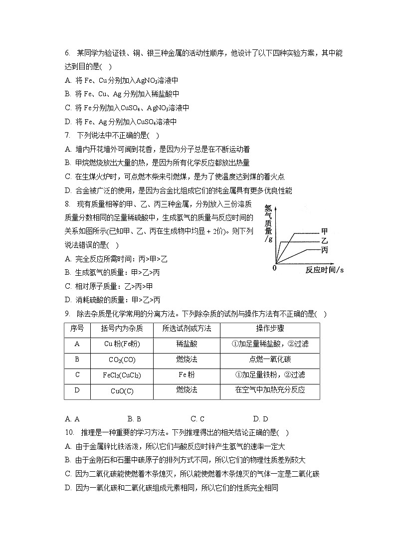 2022-2023学年山东省菏泽市单县蔡堂中学等校九年级(上)期末化学试卷(含解析)02