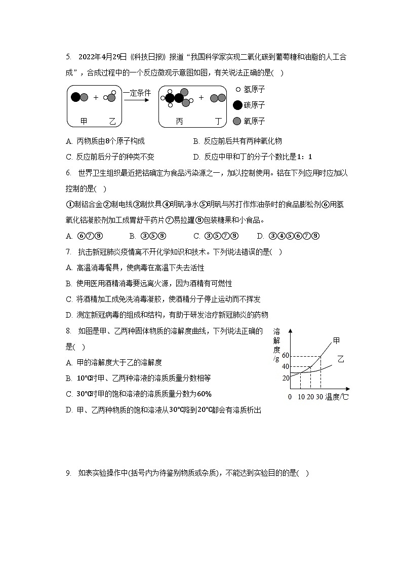 2023年福建省泉州市石狮市华侨中学中考化学适应性试卷(二)(含解析)第2页