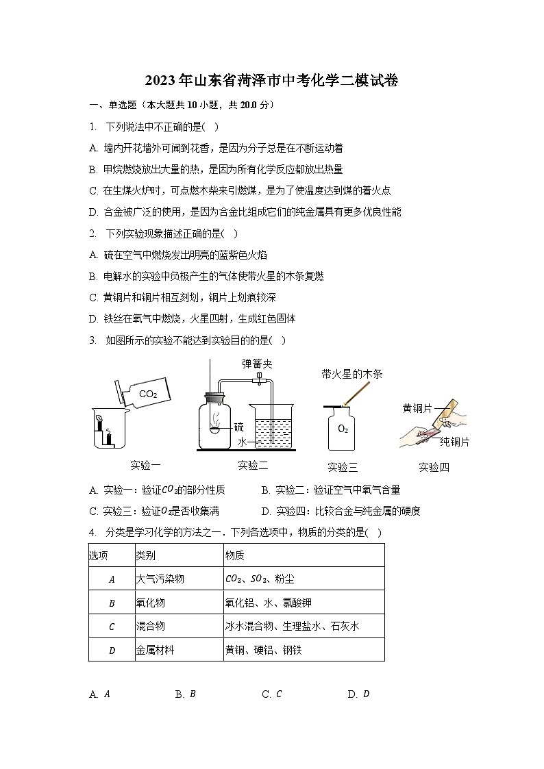 2023年山东省菏泽市中考化学二模试卷01