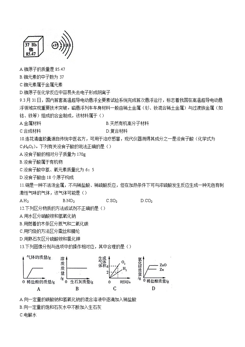 2023年河南省安阳市殷都区中考模拟化学试题第2页
