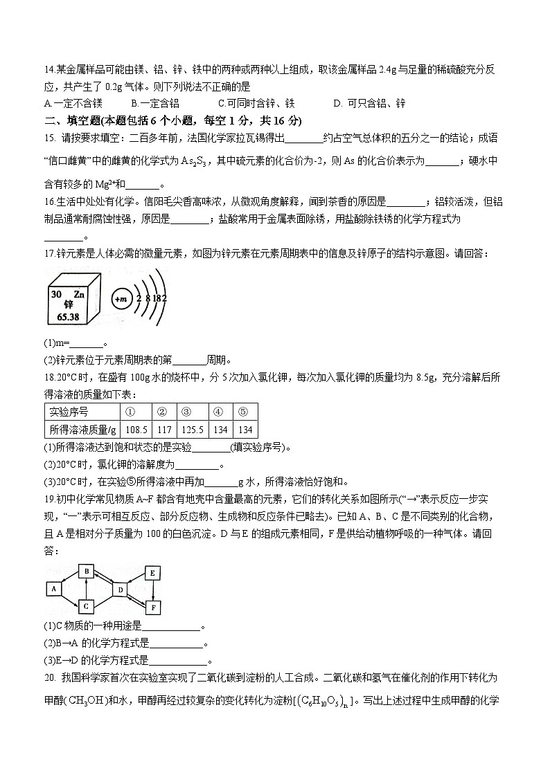2023年河南省周口市淮阳区中原名校大联考模拟预测化学试题(含答案)03