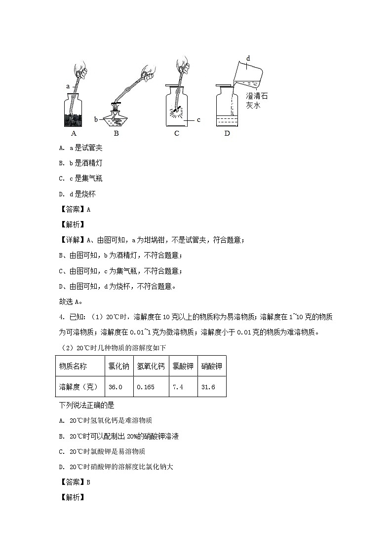 2021浙江省杭州市中考化学真题及答案02