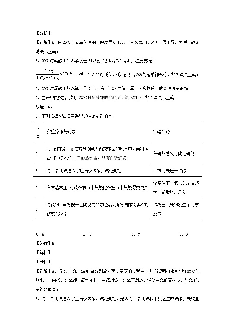 2021浙江省杭州市中考化学真题及答案03
