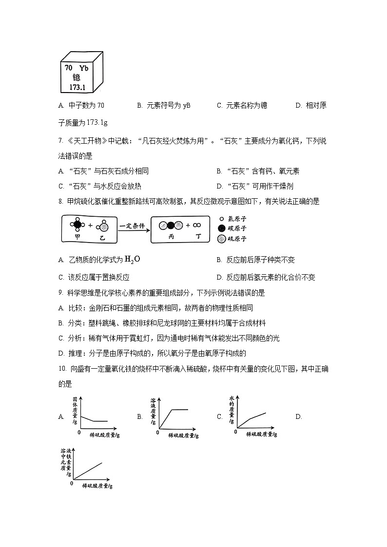 2023年江西省中考化学真题及参考答案02