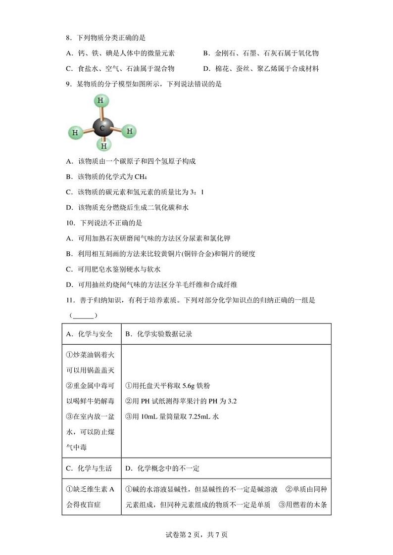 2023年内蒙古呼伦贝尔市阿荣旗中考二模化学试题(含答案)02