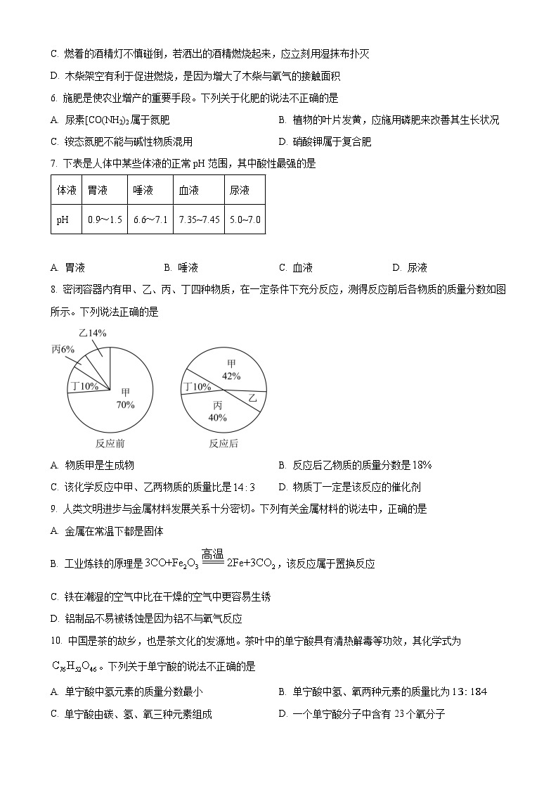 2023年山东省滨州市中考化学真题（含答案）02