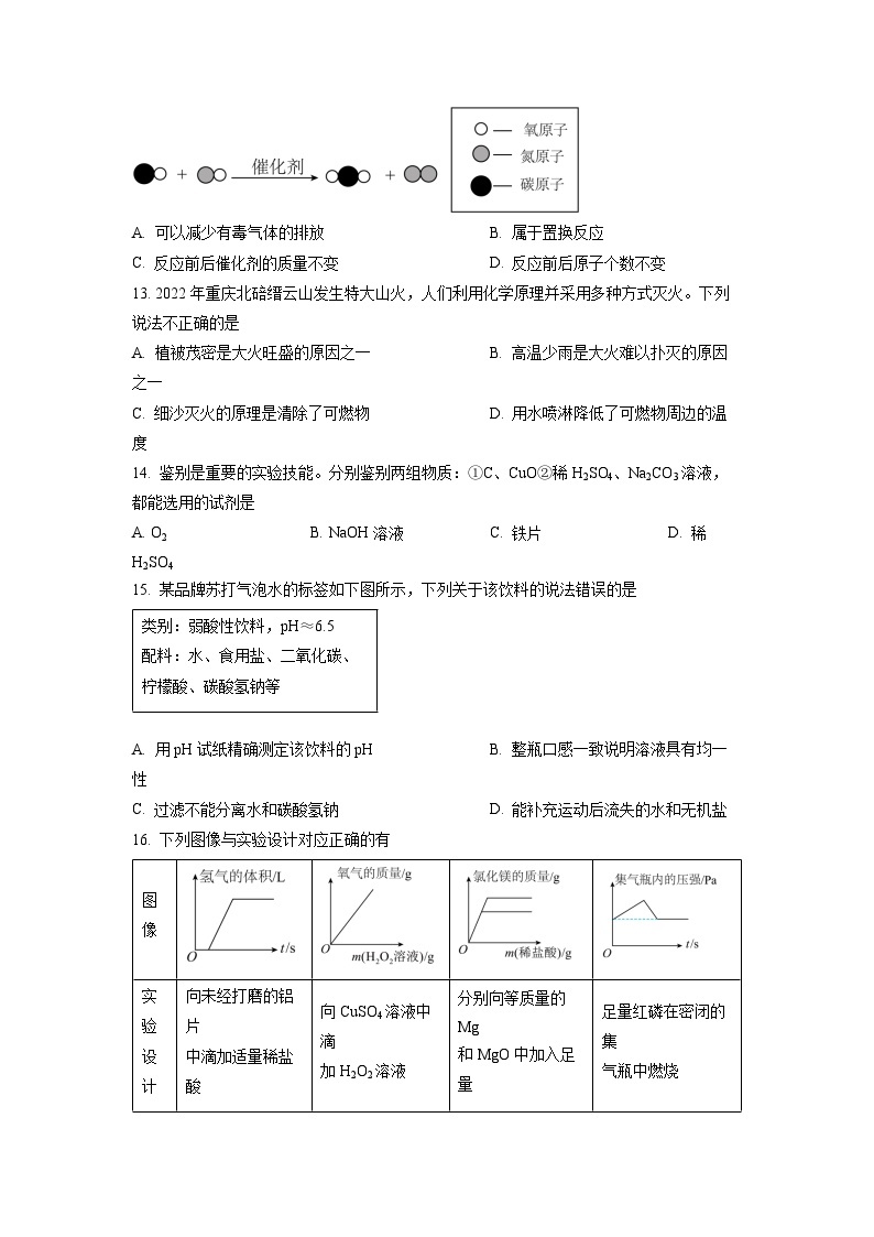 2023年重庆市中考化学真题（A、B卷）（含答案）03