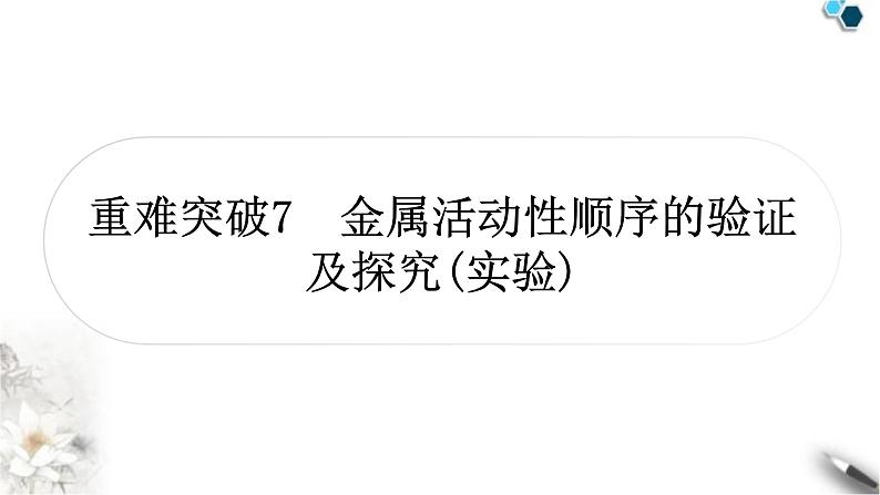 人教版中考化学复习重难突破7金属活动性顺序的验证及探究(实验)练习课件第1页