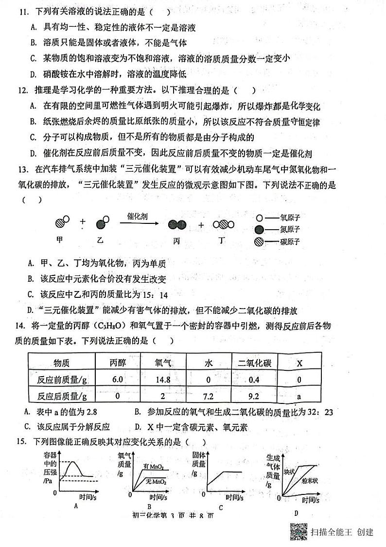 山东省烟台栖霞市(五四制)2022-2023学年八年级下学期期末考试化学试题第3页