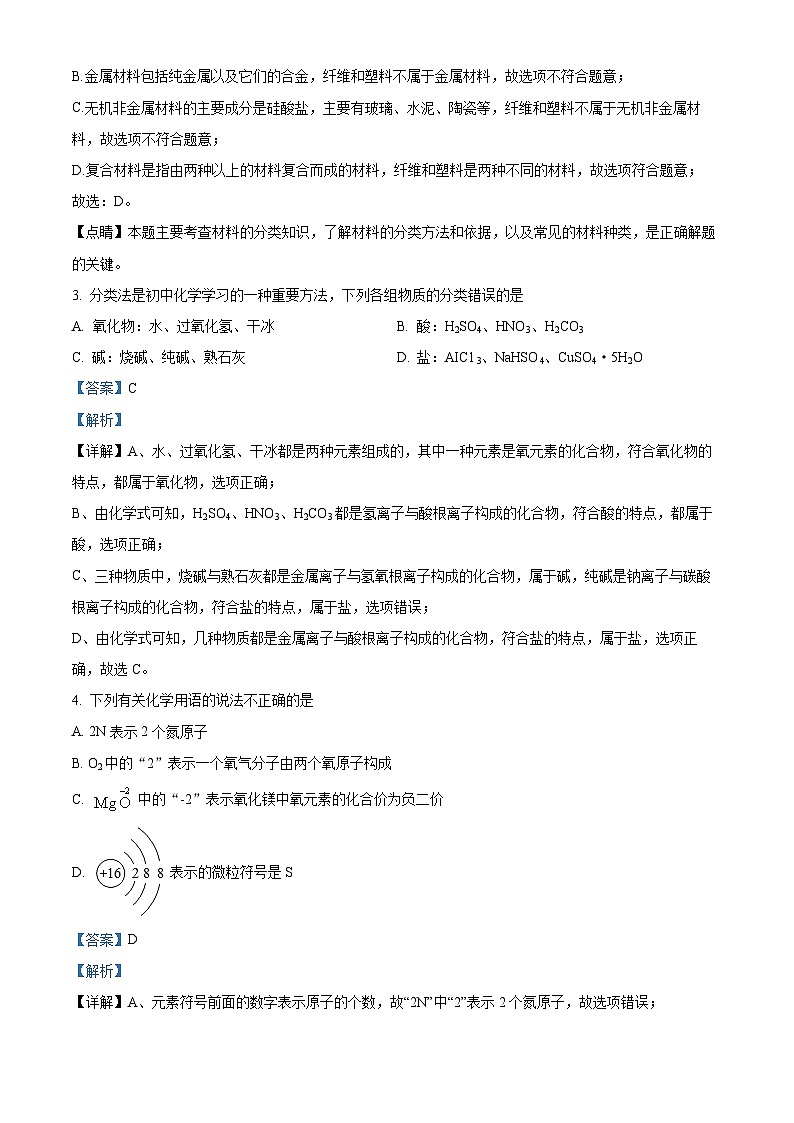 精品解析:2023年6月辽宁省沈阳市新民市实验中学中考模拟化学试题(解析版)第2页