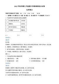 江苏省盐城市阜宁县2022-2023学年九年级上学期期中化学试题（解析版）