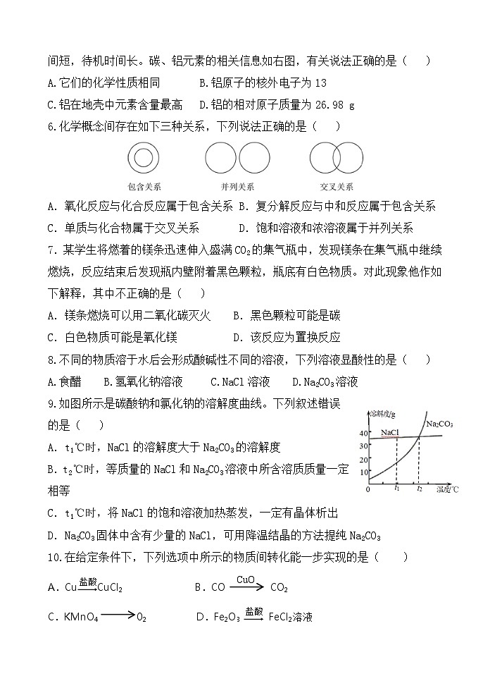 江苏省无锡市滨湖区2020-2021学年九年级下学期“六校联考”3月份调研考试化学试卷第2页