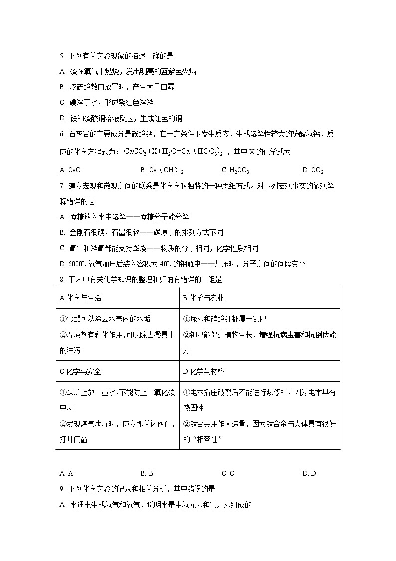 2023年黑龙江省齐齐哈尔市中考化学真题(含答案)02