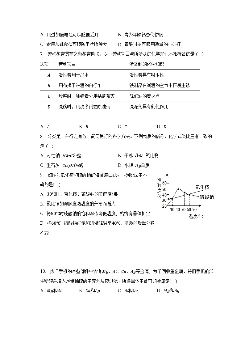 2023年宁夏银川十中中考化学二模试卷(含解析)02