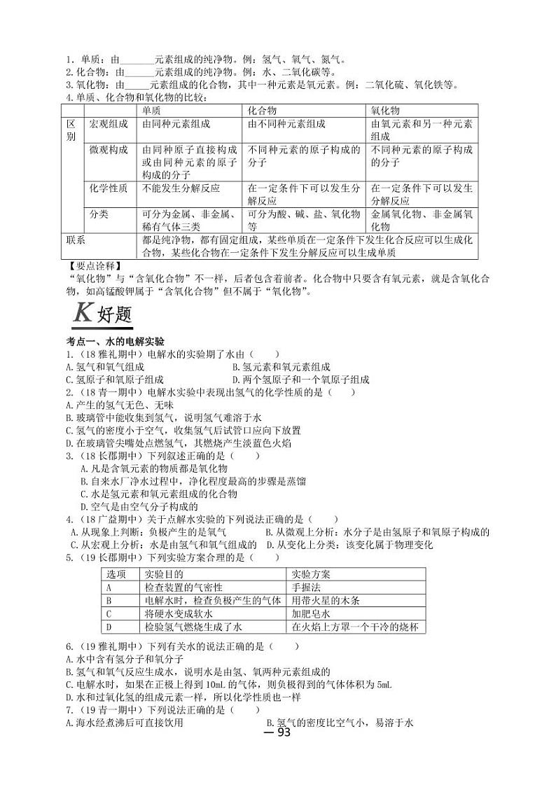 【精品同步练习】全套初三上册化学第十四讲水的组成(知识梳理+无答案)第2页
