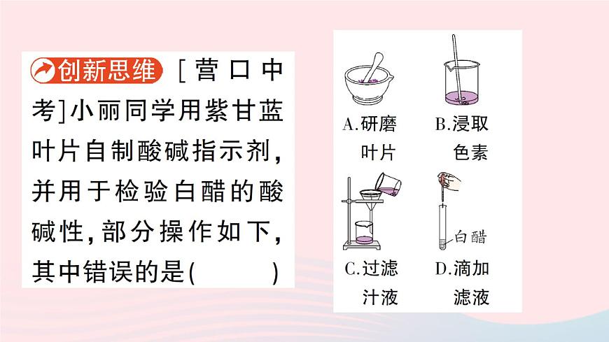 2023九年級化學(xué)下冊第十單元酸和堿課題1常見的酸和堿作業(yè)課件新版新人教版第4頁