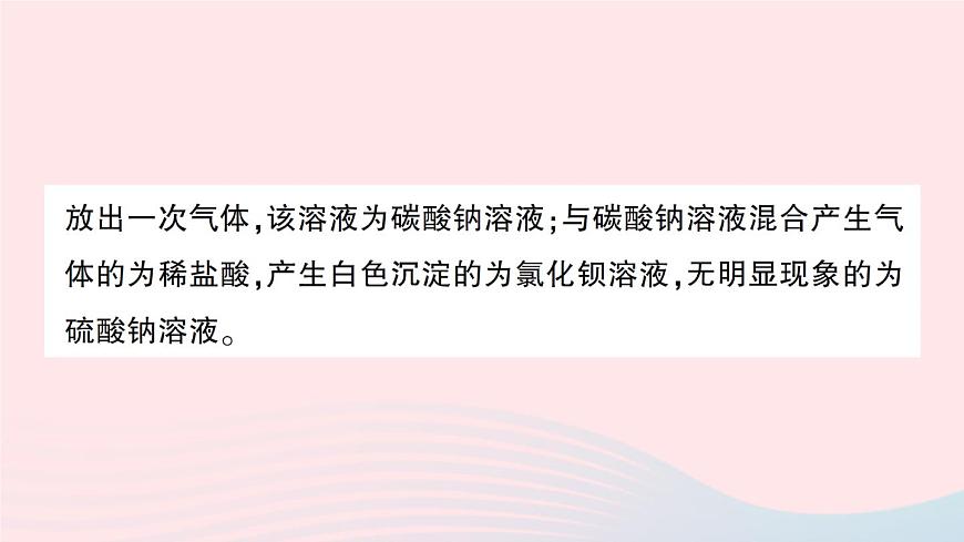 2023九年級化學(xué)下冊第十一單元鹽化肥專題三物質(zhì)的共存鑒別與除雜作業(yè)課件新版新人教版第7頁