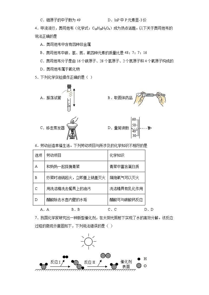 2023年安徽省合肥市高新区庆平希望学校中考模拟化学试题4(含解析)第2页