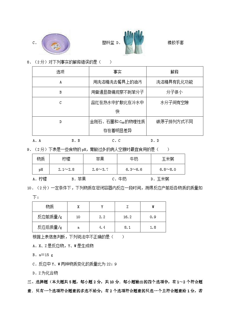 天津市部分区2019年中考化学二模试卷(含解析)02