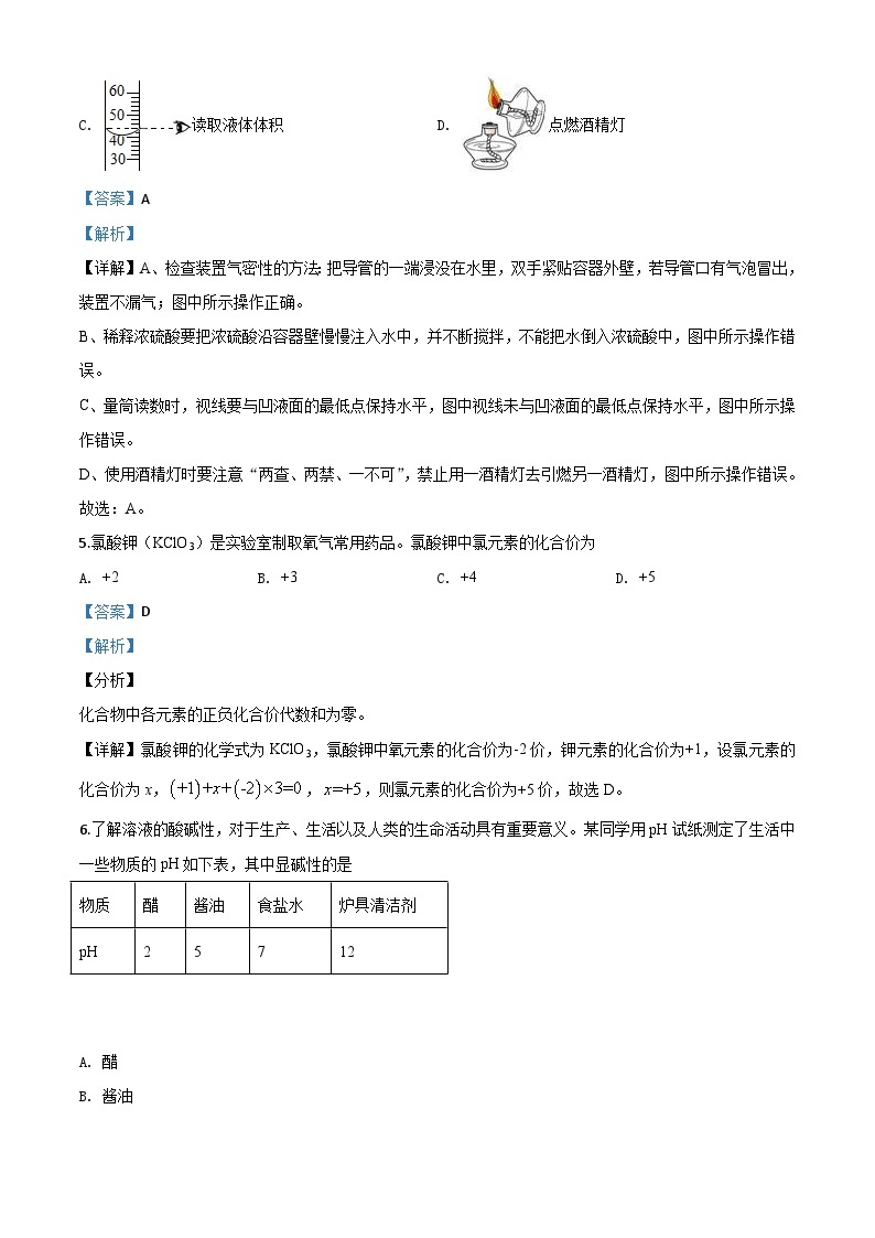 天津市2020年中考化学试题（含解析）03