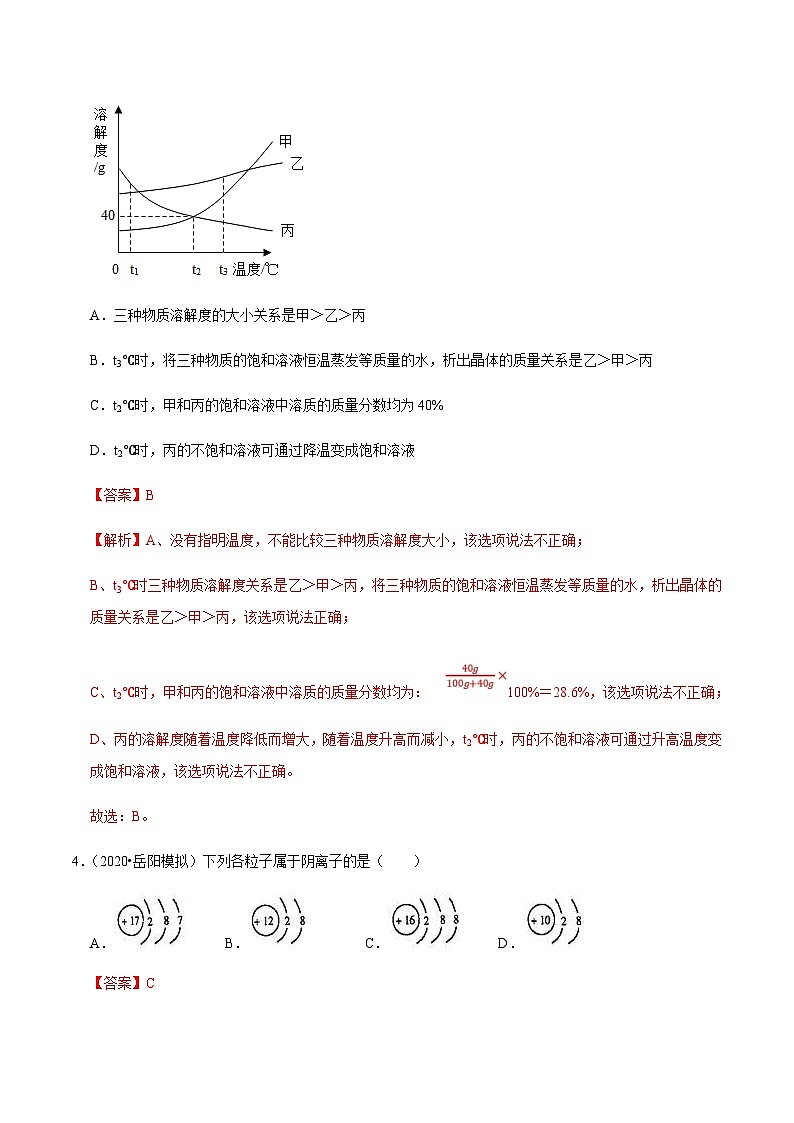 中考化学二轮复习第3讲 图像题的解法与技巧(专题集训)(含解析)03