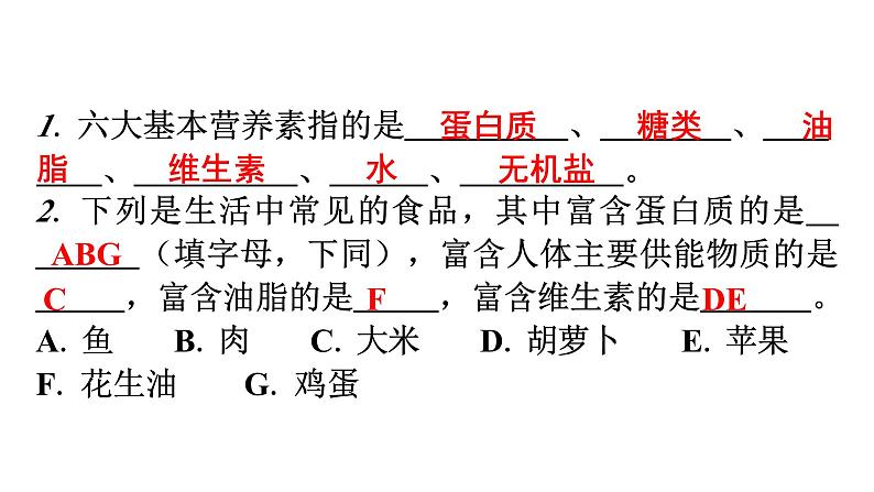 人教版九年级化学第十二单元化学与生活1人类重要的营养物质教学课件第4页