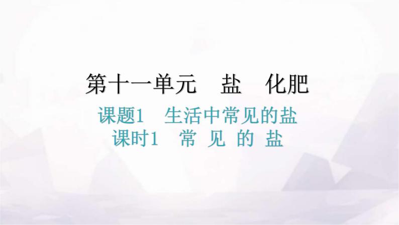 人教版九年级化学第十一单元1生活中常见的盐课时1常见的盐分层作业课件01