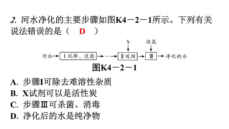 人教版九年级化学第四单元2水的净化课时1水的净化分层作业课件第3页
