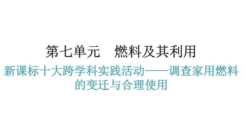 人教版九年级化学第七单元燃料及其利用实践活动调查家用燃料的变迁与合理使用教学课件第1页