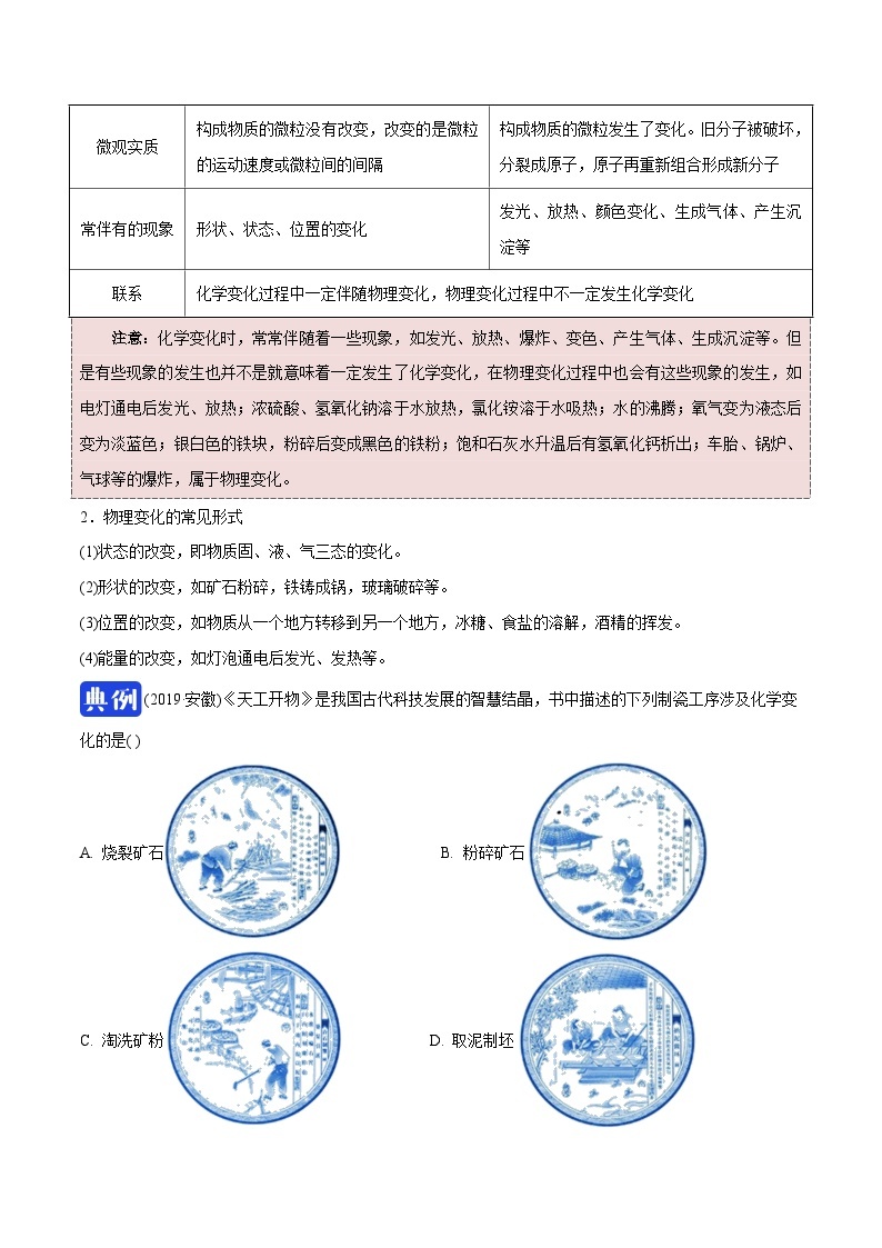 课题1.1 物质的变化和性质-最新初中化学同步（含答案）03