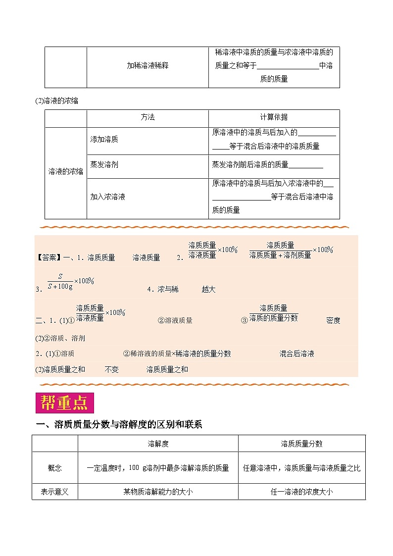 课题9.3.1 溶质的质量分数及基本计算-最新初中化学同步(含答案)第2页