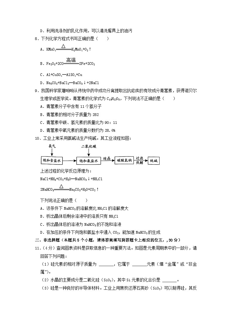 2022年湖南省永州市中考化学真题第2页