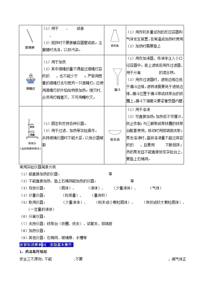 【期中单元知识点归纳】(科粤版・上册)2023-2024学年九年级化学 第一章 大家都来学化学 讲义03