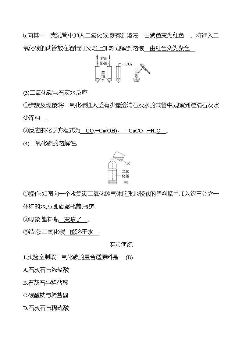 实验活动2 二氧化碳的实验室制取与性质 同步练习 (教师版)2023-2024 人教版化学九年级上册第3页