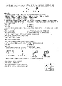 安徽省阜阳市太和县2023-2024学年九年级上学期10月月考化学试题