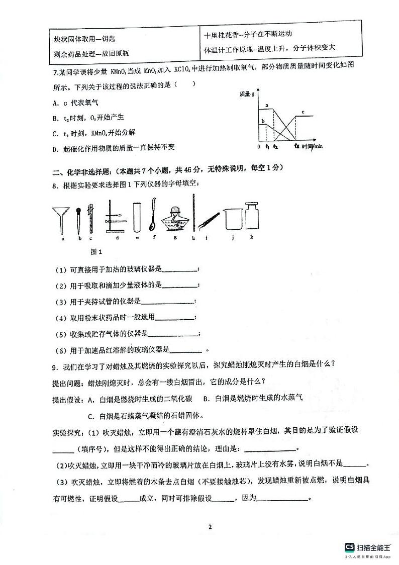 贵州省贵阳市南明区第一实验中学2023-2024学年度九年级上学期9月质量监测化学试题(图片版 无答案)第2页