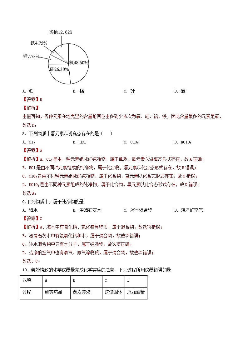 【期中单元测试卷】(沪教版)2023-2024学年九年级化学第一学期1 化学的魅力【提升卷】(解析版)第3页