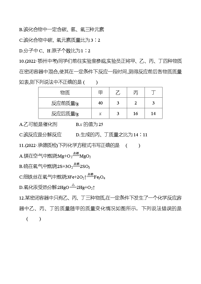 单元提优测评卷(五) 课时练(原卷版) 2023-2024人教版化学九年级上册第3页