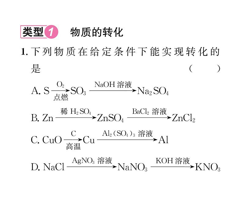 科粤版九年级化学下册专题复习6 物质的转化与推断课时训练课件PPT第2页