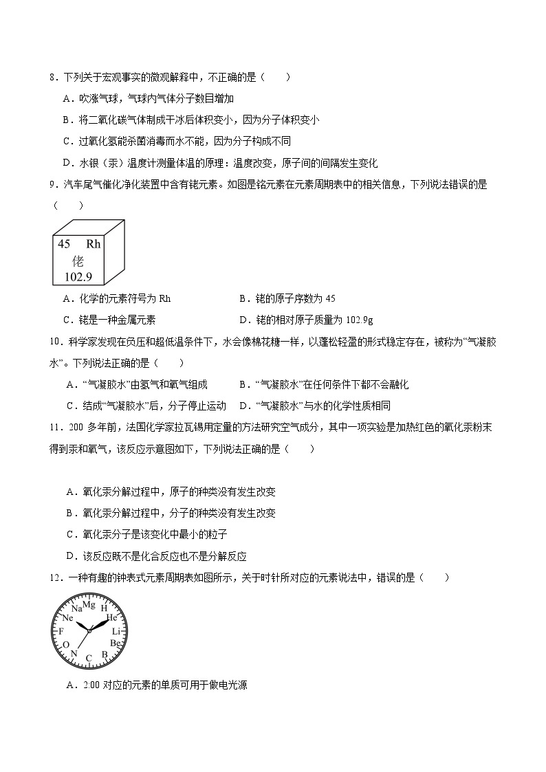 【期中模拟】（人教版）2023-2024学年九年级化学上册 专项提升卷03 物质构成的奥秘.zip02