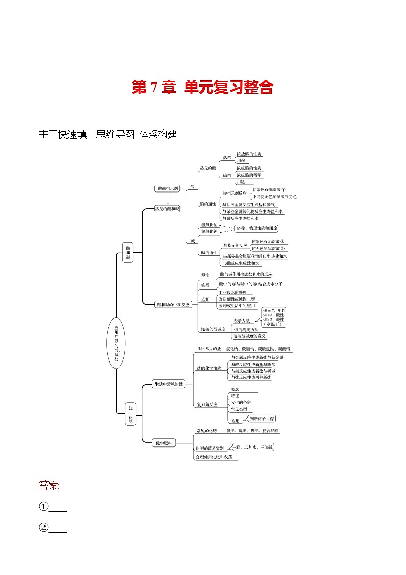 第7章 单元复习整合 导学案 2023-2024 沪教版 化学 九年级下册 导学案01