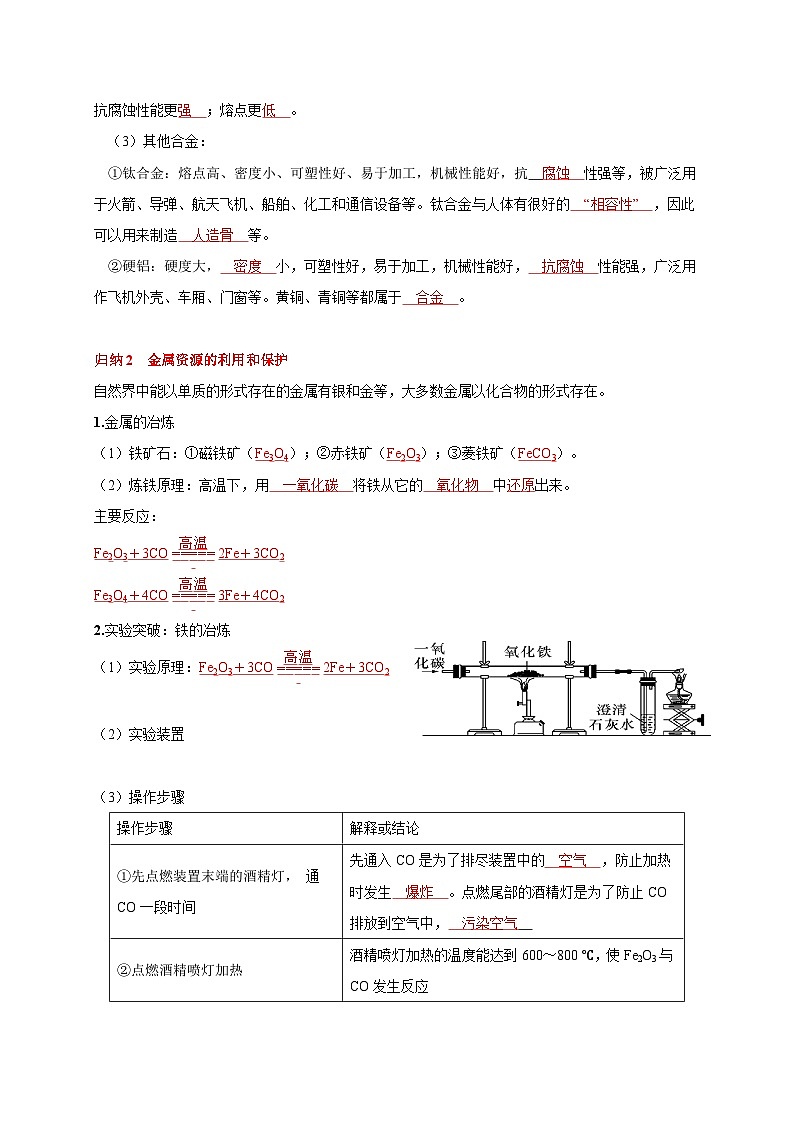 中考化学一轮复习考点汇编考点 20金属材料、金属资源的利用、保护 (含解析) 试卷02