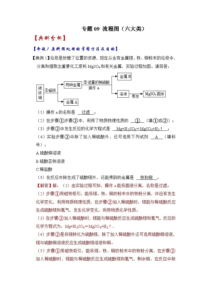 中考化学二轮复习压轴题培优练习专题09 流程图(六大类)(含解析)01