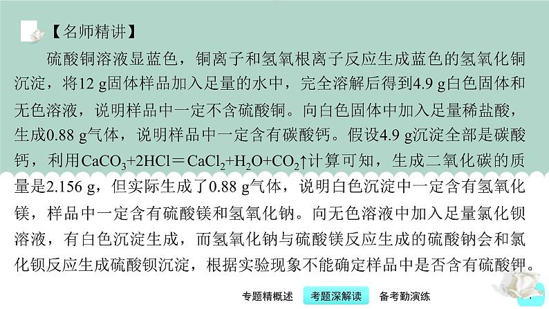 中考化学二轮复习提升练习课件第6讲 中考物质推断题(含解析)第7页