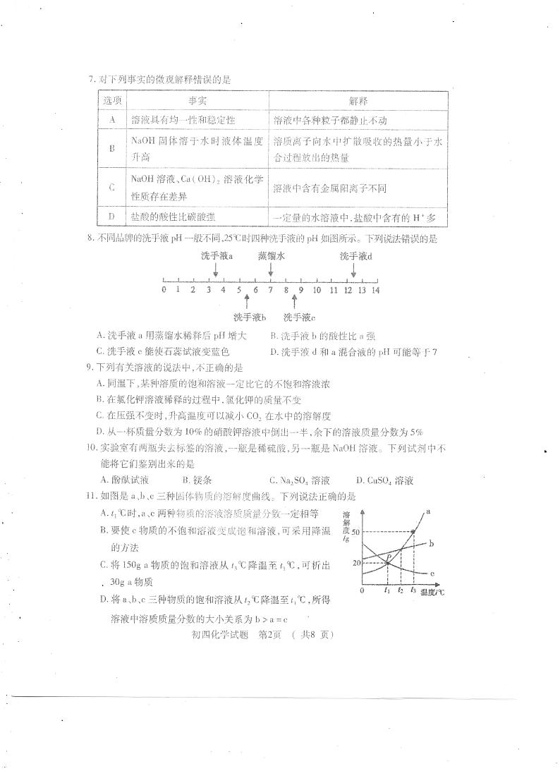 山东省济宁市任城区2022-2023学年九年级上学期化学期中考试试题第2页