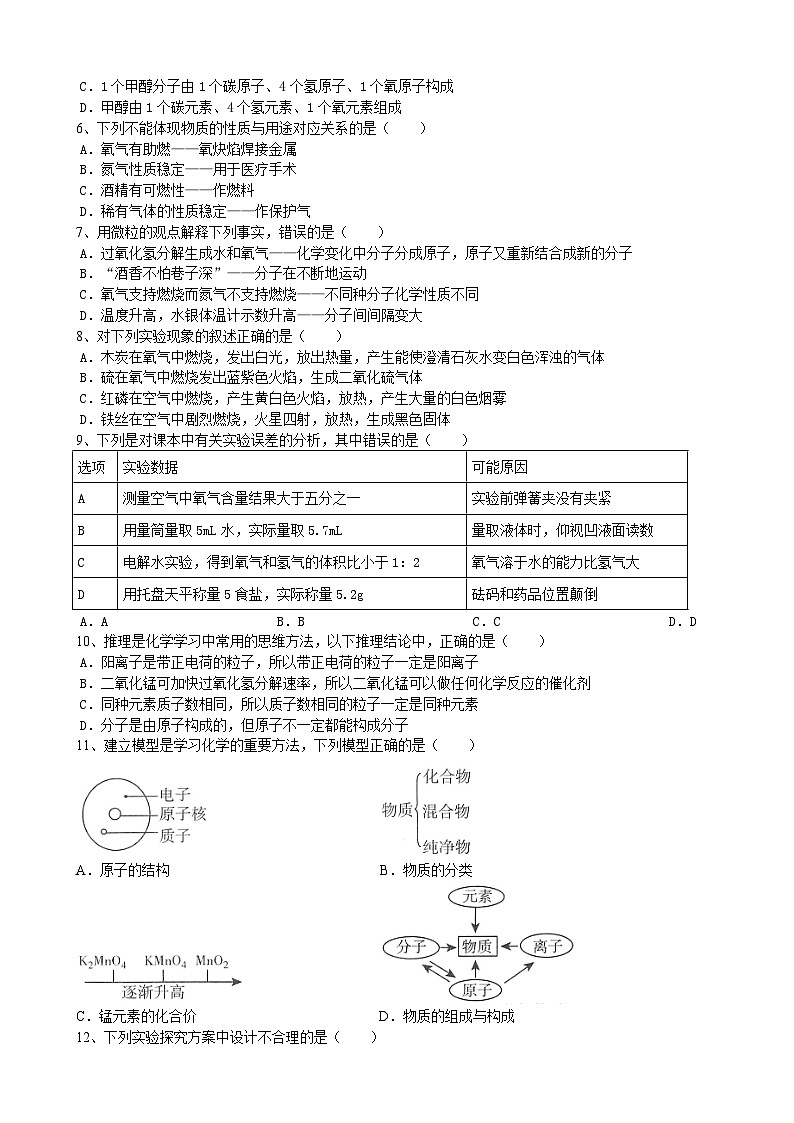 安徽省合肥市卓越中学2023~2024学年九年级上学期期中模拟化学试题第2页