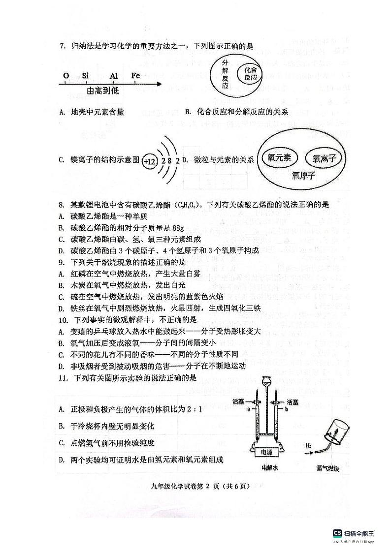 江苏省盐城市建湖县2023-2024学年九年级上学期11月期中化学试题第2页