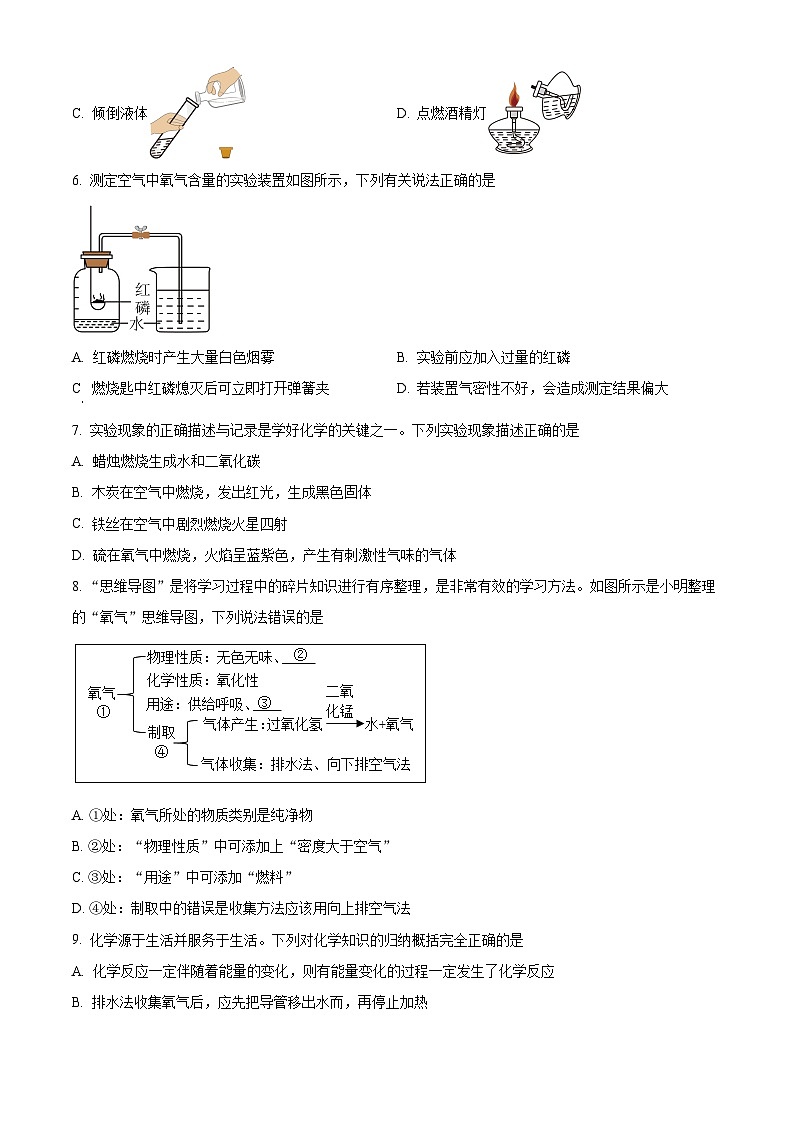 安徽省阜阳市太和县2023-2024学年九年级上学期10月月考化学试题(解析版)02