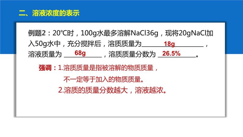 沪教版九下化学 6.2.2 《溶液组成的表示》 （第2课时 溶质质量分数）课件08