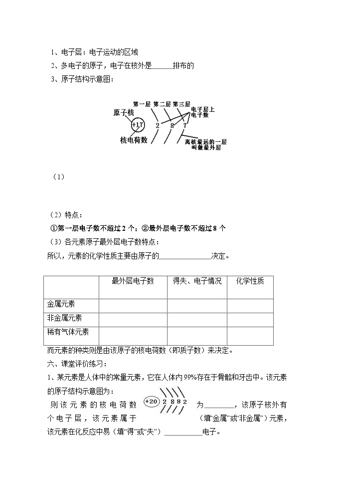 课题2 原子的结构（ （导学案）- 2023--2024学年度第一学期九年级化学上册02